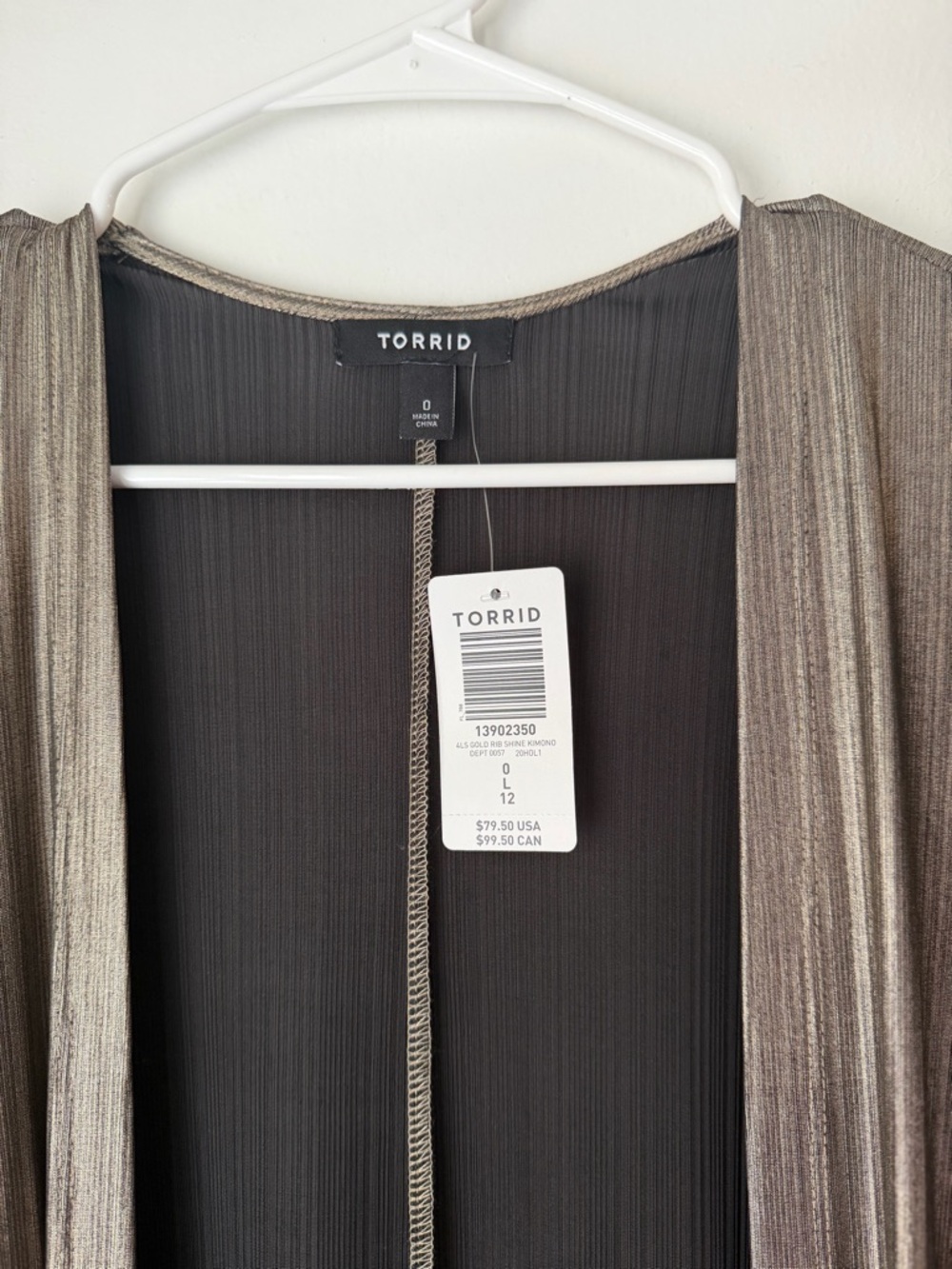 torrid Metallic Bronze Open-Front Duster with Black Lining - Picture 5 of 7